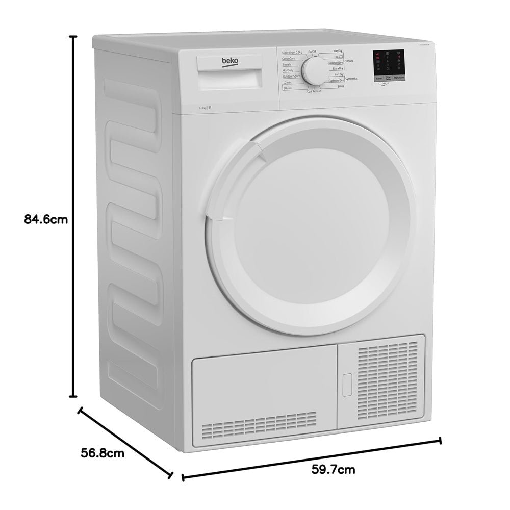 Beko DTLCE80051W 8kg Condenser Tumble Dryer with Sensor Programmes White - Image 4