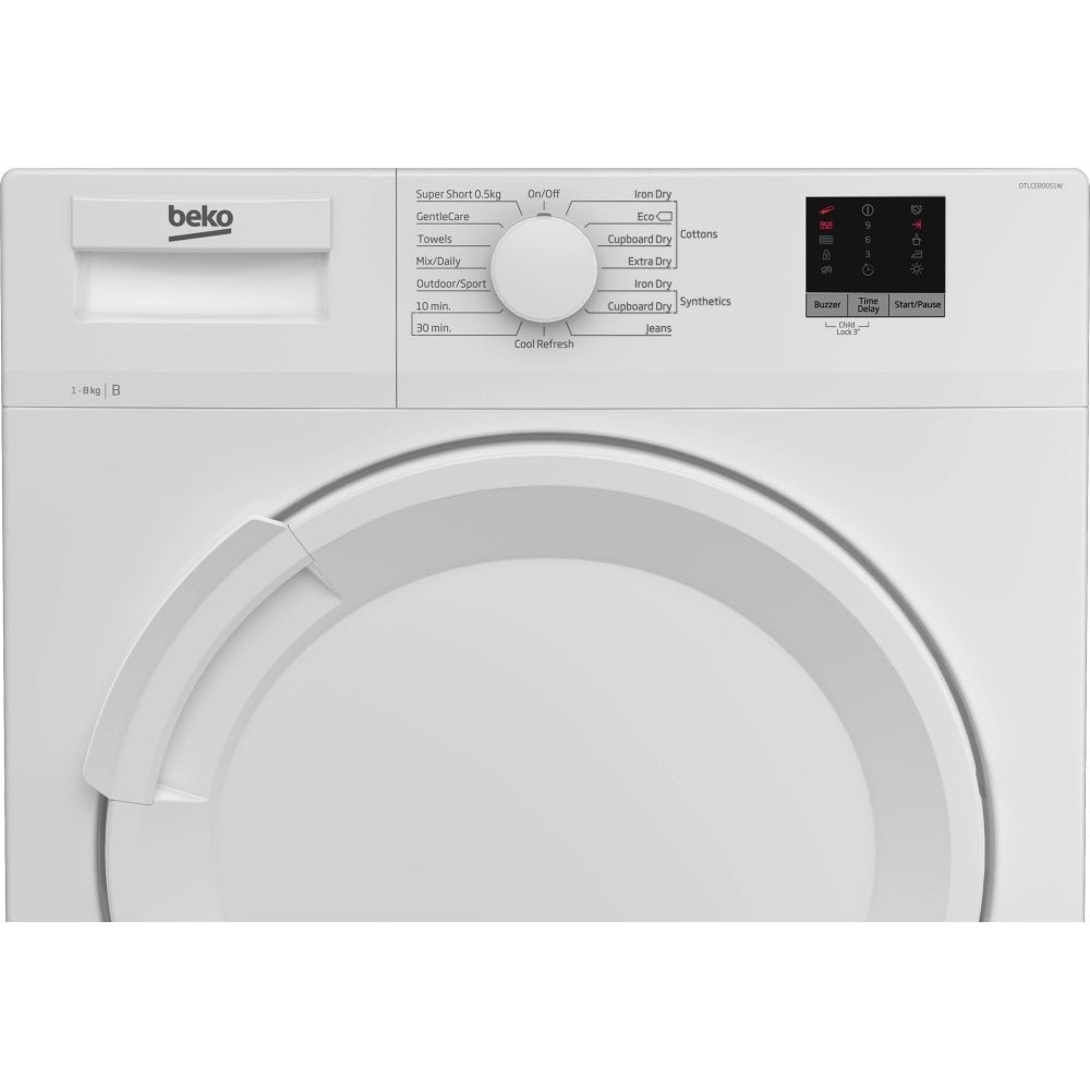 Beko DTLCE80051W 8kg Condenser Tumble Dryer with Sensor Programmes White - Image 3
